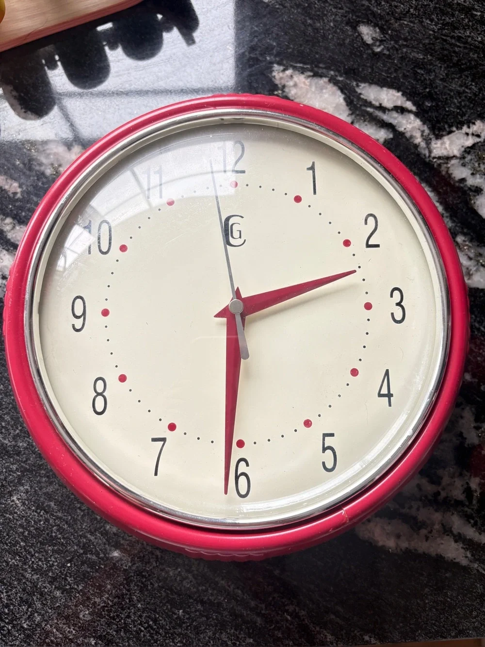 He a Clock company. Vintage look wall clock. Second hand. Battery operated